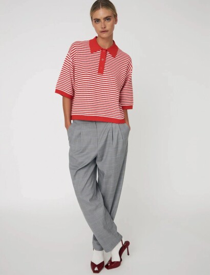 Stella Nova Polo Knit Red L Stella Nova Polo Knit Red L