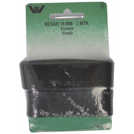 Vj Green Elastisk bånd svart 18mm 3m Vj Green Elastisk bånd svart 18mm 3m