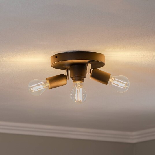 HELam Centro taklampe svart 3-lys metall Ø 19,5 cm