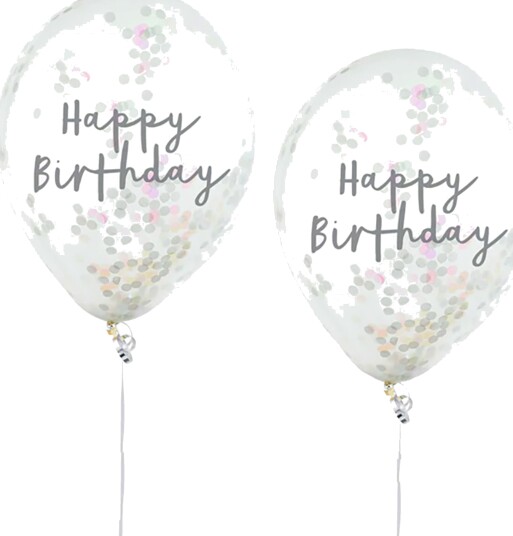 Club Green Hootyballoon Konfettiballonger Happy Birthday Fargeskimrende 5-pakning HBMM1120