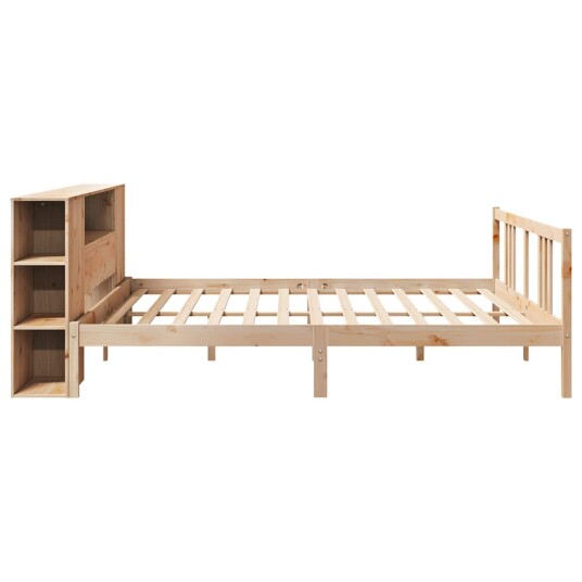 Seng med bokhylle uten madrass 180x200 cm heltre furu 3322287