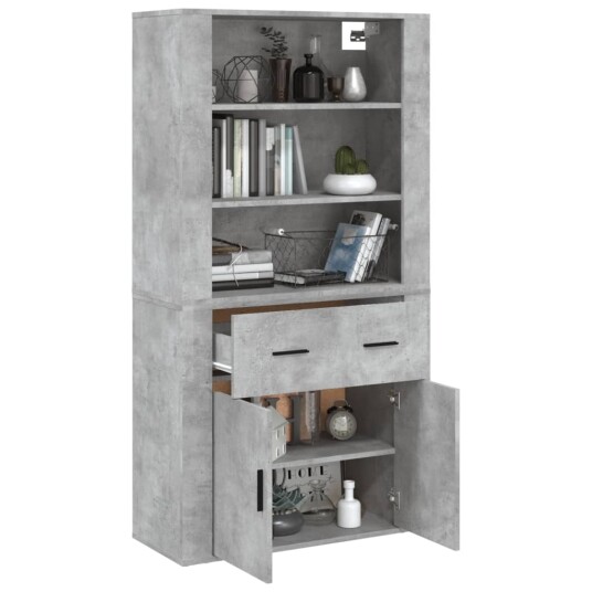 vidaXL Highboard betonggrå konstruert tre
