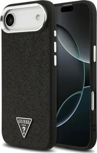 GUESS Glitter Triangle Logo MagSafe Case for iPhone Air - Black