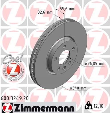 Bremseskive ZIMMERMANN 600.3249.20