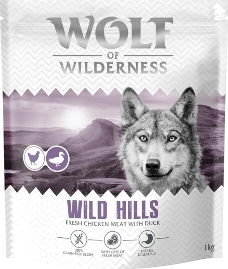 Wolf Of Wilderness Tørrfôr Adult Wild Hills And Kornfri Sparepakke Ny Oppskrift 4 X 1 kg