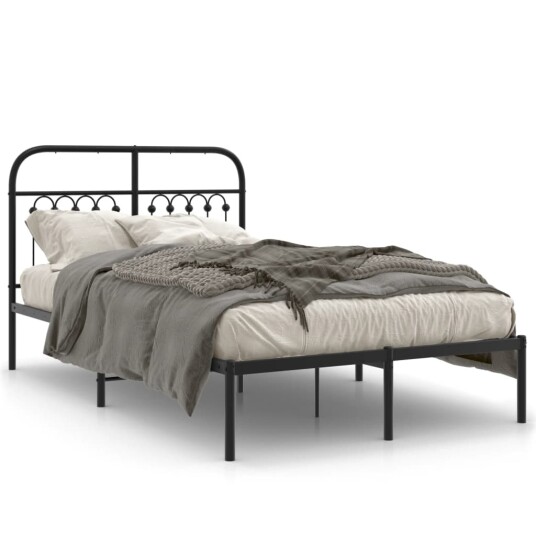  Sengeramme i metall med hodegavl svart 120x190 cm 8721102644863