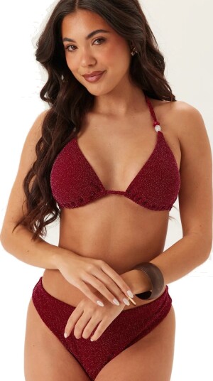 Bubbleroom Triangle Glittery Bikini Top Pink XS