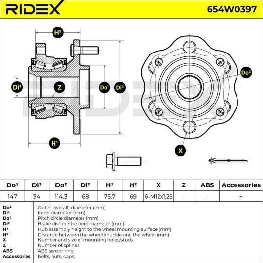 RIDEX 654W0397 Hjullager RIDEX 654W0397 Hjullager