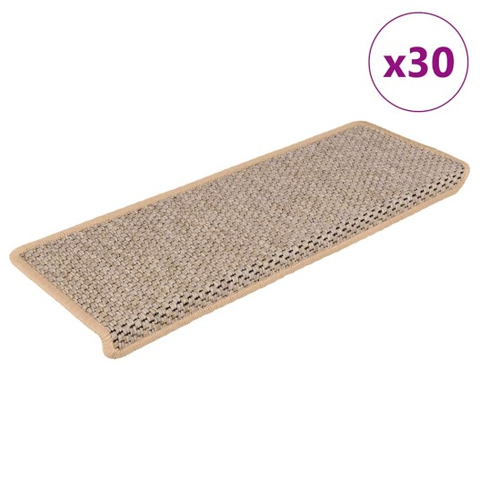 Selvklebende trappematter sisal 30 stk 65x21x4 cm lysebeige 8721288460110