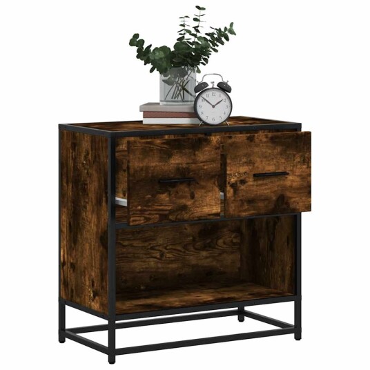  Nattbord røkt eik 60x31x60 cm konstruert tre og metall 8721102837555