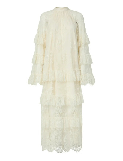 YAS Yasarizona Ls Long Lace Dress - D2D - Cream - 36