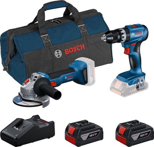 Bosch Professional Verktøysett Gsb18v-45 Gws18v-8 2x4ah Gal