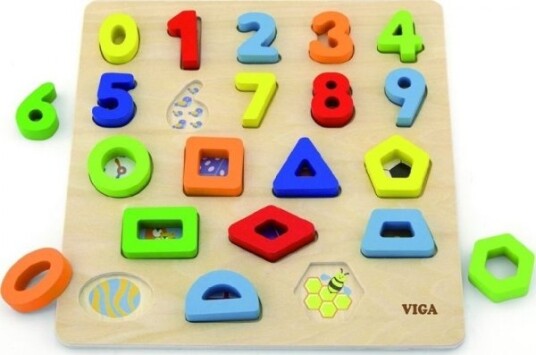 Delione Tre Læringspuslespill Tallformer + Geometriske Figurer “Viga” 6934510501198