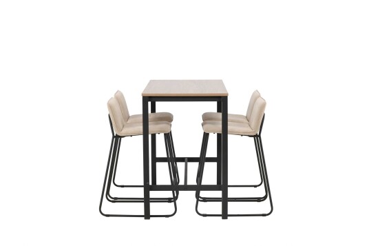 Venture Design Camden & Bisbee bargruppe Beige/valnøtt 4 stoler & bord 120 x 60 cm