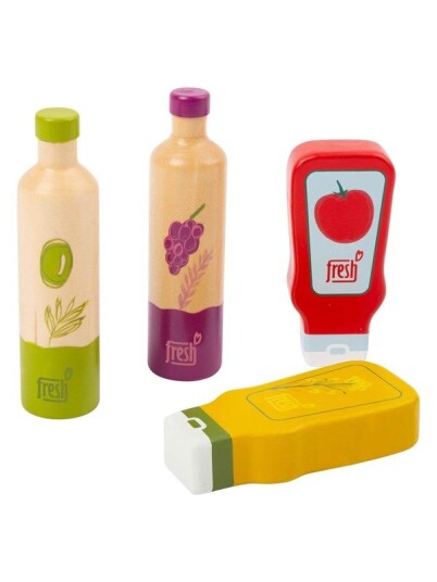 Small Foot Wooden Play Food Sauces and Oil 4dlg Small Foot Wooden Play Food Sauces and Oil 4dlg