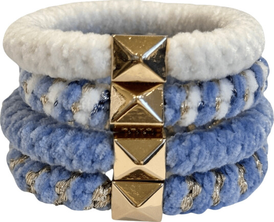 DARK Fluffy Fat Hair Tie Country Blue Mix 4pk DARK Fluffy Fat Hair Tie Country Blue Mix 4pk