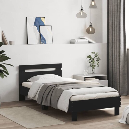 vidaXL Sengeramme med hodegavl svart 90x200 cm konstruert tre 8721012238848