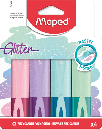 Maped Highlighter Glitter Pastel 4-pakning
