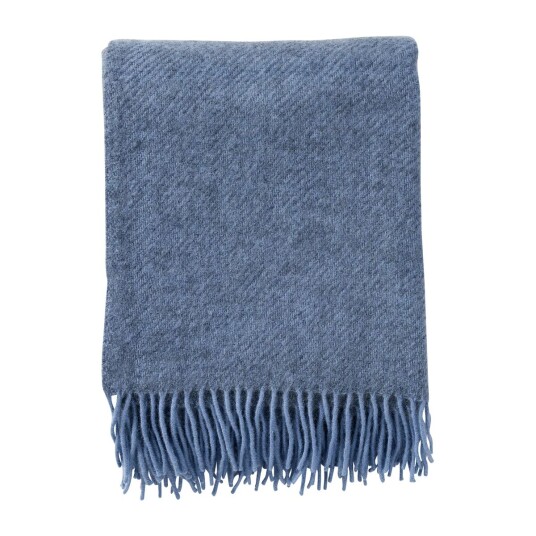 Klippan Yllefabrik Gotland ullpledd 130x200 cm Infinity blue (blå)