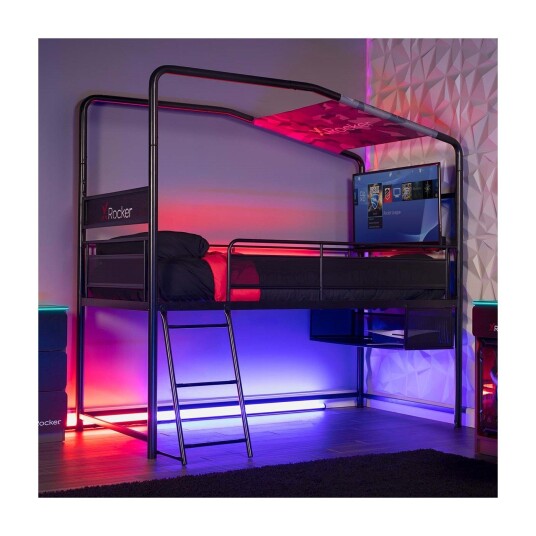 Xrocker Contra Mid-Sleeper Gaming Bunk Bed With Reversible Profile - Black And Camo Xrocker Contra Mid-Sleeper Gaming Bunk Bed With Reversible Profile - Black And Camo