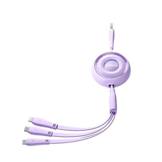 Joyroom S A40 Retractable 3 in 1 USB A / USB C / Lightning / Micro USB 1m Purple S A40_P