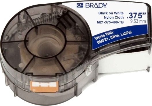 Brady B-499 Nylonduk Matt Permanent Akryllim Svart På Hvitt Rull 0,95 Cm X 4,9 M 1 RullEr Etiketter M21-375-499-TB