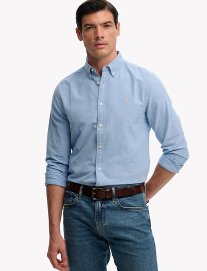 Superdry Preppy Oxford L/S Shirt   Blue   XL