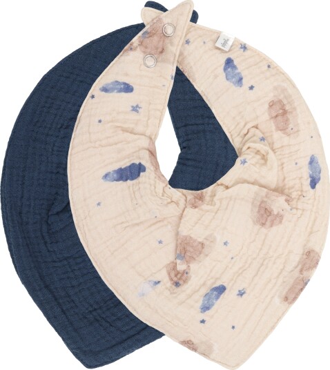 Pippi Bib Muslin W. Aop 2-Pack Navy ONE SIZE
