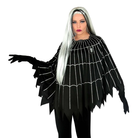 Widmann S.r.l. Svart Poncho med Spindelvev - One-size