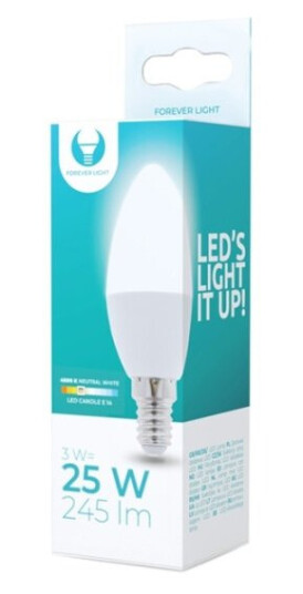 LED-lampe E14, C37, 3W, 230V, 4500K, Hvit nøytral LED-lampe E14, C37, 3W, 230V, 4500K, Hvit nøytral
