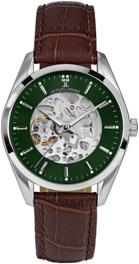 Jacques Lemans Herreklokke 1 2087B Derby Grønn/Lær Ø40 mm Jacques Lemans Herreklokke 1 2087B Derby Grønn/Lær Ø40 mm