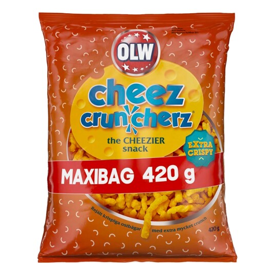 ERT Godis Singel OLW Maxibag Cheez Cruncherz - 420 gram ERT Godis Singel OLW Maxibag Cheez Cruncherz - 420 gram