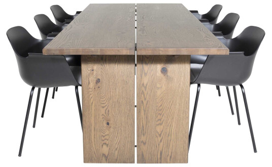 Venture Design Logger & Comfort spisegruppe Natur/svart 6 st stoler & bord 210 x 100 cm