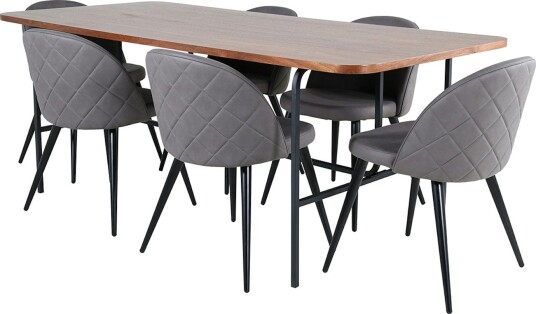 Venture Home Spisegruppe Venture Home Chicago Spisebord og Valentina Stitcthes Spisestol Brun GR22404