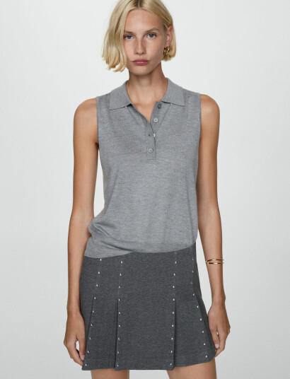 Mango Mini-Skirt With Studs - Grey - XS