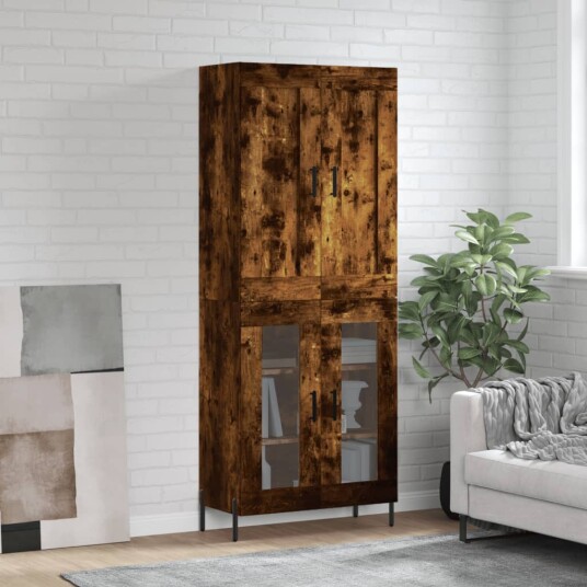 vidaXL Highboard røkt eik 69,5x34x180 cm konstruert tre 8720845490522