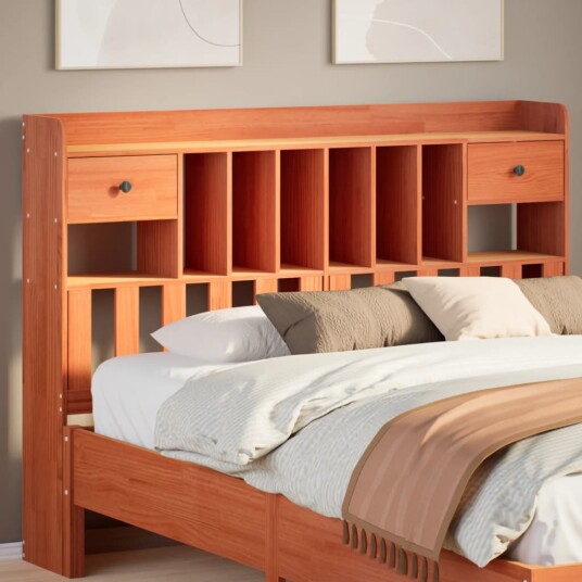Hodegavl med oppbevaring voksbrun 140 cm heltre furu 8721158371409