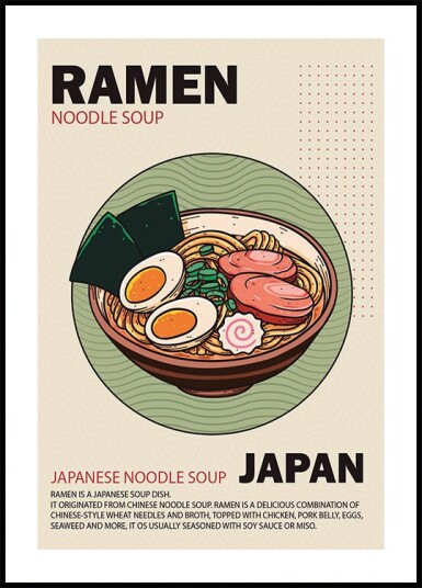 Ramen Noodle Soup Plakat Plakat / 100x150cm Ramen Noodle Soup Plakat Plakat / 100x150cm