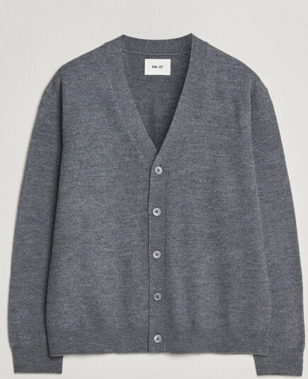 NN07 Jasper Wool Knitted Cardigan Grey Melange