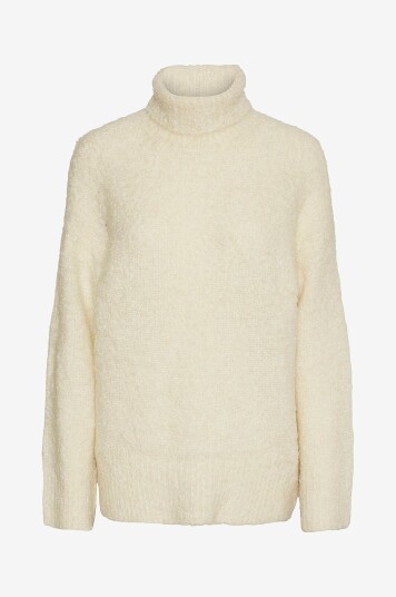 pieces - Genser pcNatherine LS High Neck Knit BC - Beige