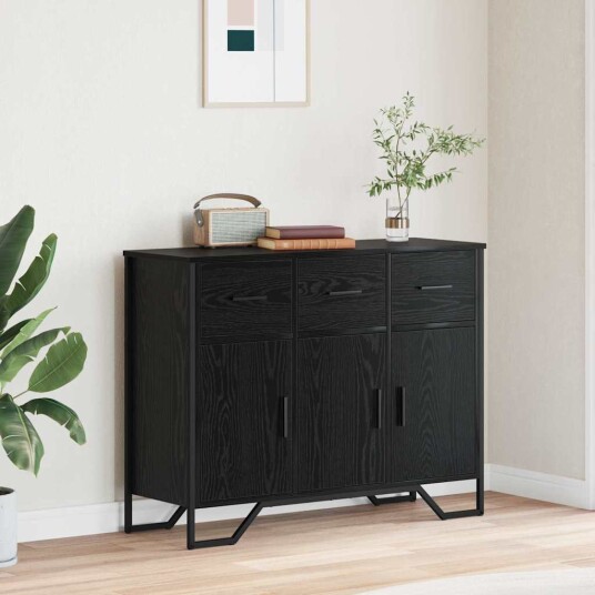 Sideboard Svart Eik 97 x 32.5 x 74.5 cm Konstruert tre Sideboard Svart Eik 97 x 32.5 x 74.5 cm Konstruert tre