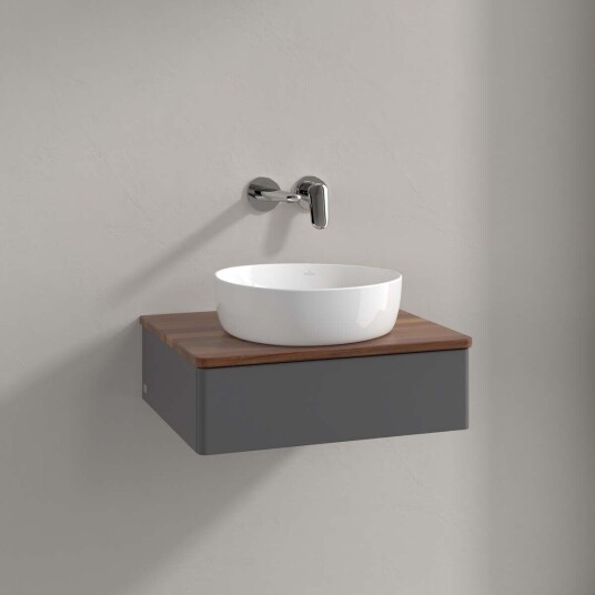Villeroy & Boch Antao Servantskap med 1 skuff 60x50x19 cm u/lys Antrasitt/Valnøtt
