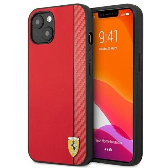 Ferrari Mobildeksel On Track Carbon Stripe til iPhone 13 Mini 5,4" Rød Ferrari Mobildeksel On Track Carbon Stripe til iPhone 13 Mini 5,4" Rød