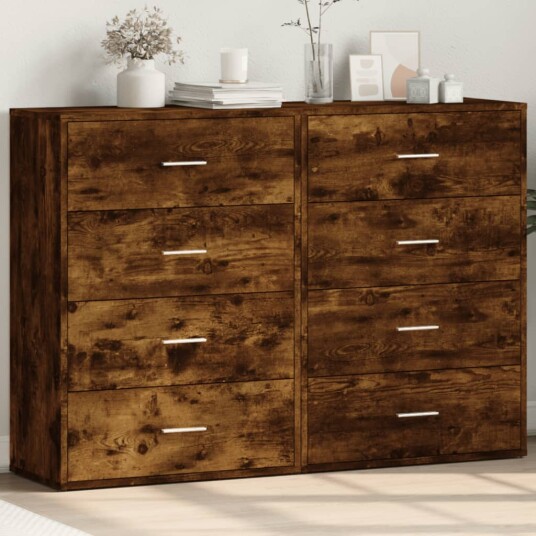 Skjenker 2 stk røkt eik 60x31x84 cm konstruert tre 8721102594670