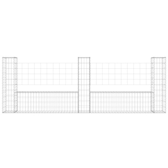  Gabionkurv u-formet med 3 stolper jern 260x20x100 cm