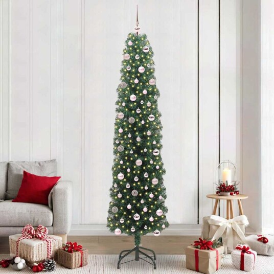 Kunstig juletre med 300 LED grønn 240 cm PVC og stål og plast Kunstig juletre med 300 LED grønn 240 cm PVC og stål og plast
