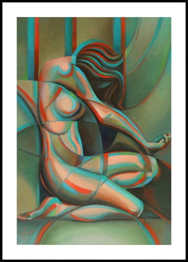 Contemplative Cubist Woman Plakat / 40x50 Contemplative Cubist Woman Plakat / 40x50