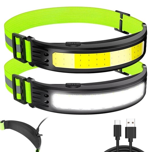 Oppladbar hodelykt COB LED Vanntett