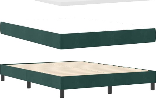  Box Spring Seng med Madrass Mørkegrønn 140x190 cm Fløyel