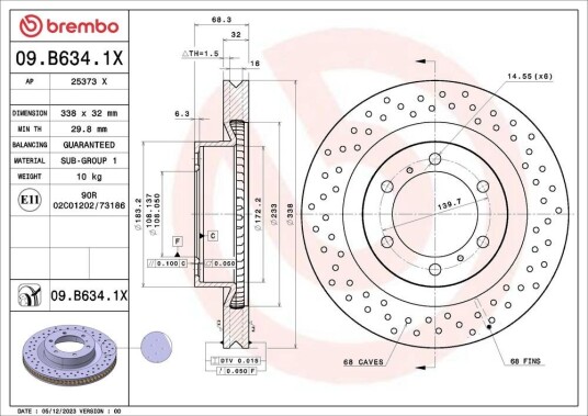 Bremseskive BREMBO 09.B634.1X